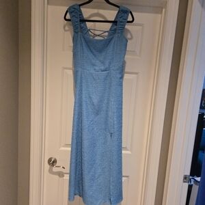 Astr Blue Maxi Dress Sleeveless Fitted Bodice
